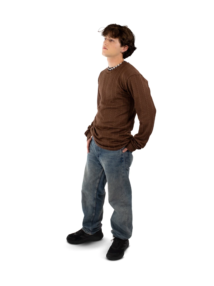 Suéter de Corte Recto con Puños a Tela